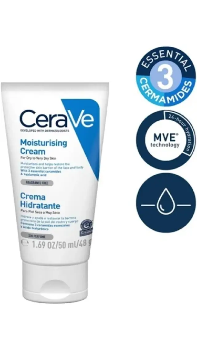 Cerave Nemlendirici Krem 50 ml Kuru ve Çok Kuru Cilt Tipleri.