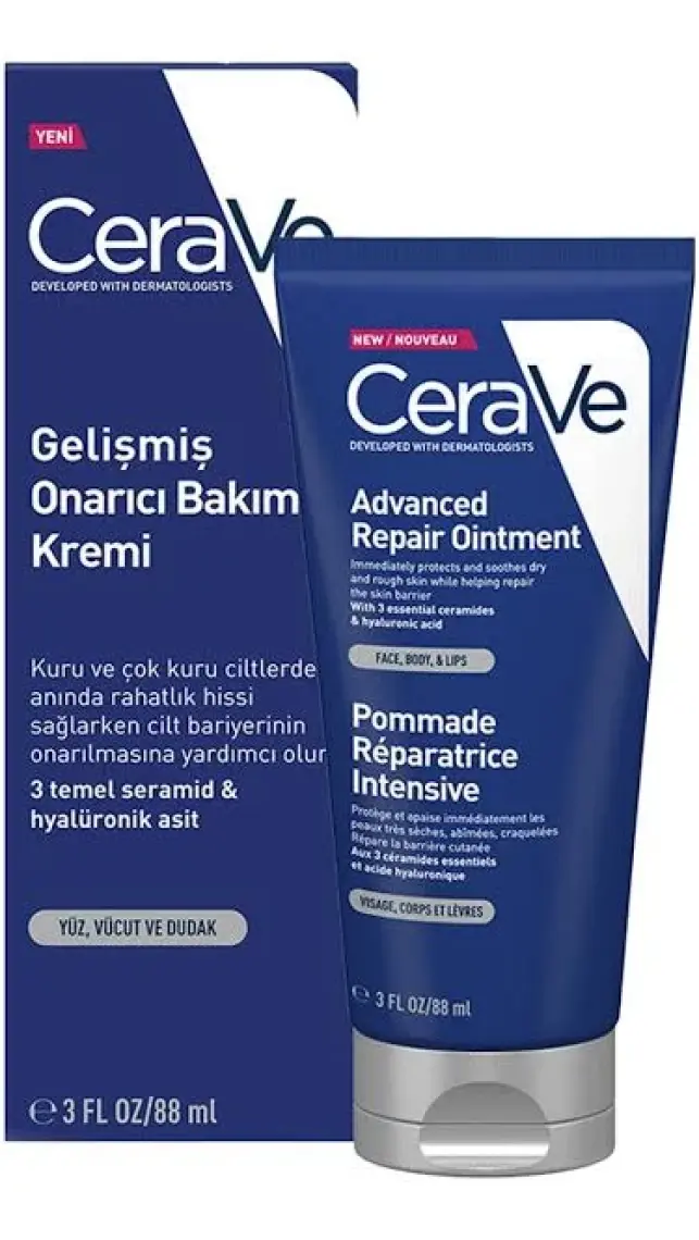 Cerave Advanced Onarıcı Bakım Kremi Yüz,Vücut ve Dudak 88 ml