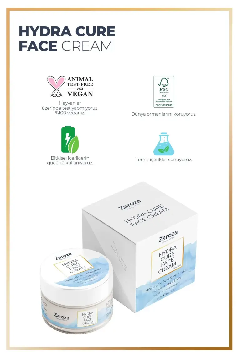 Zaroza Yoğun Nem Kremi Hyaluronic Asit & Pentavitin Kuru Ciltler 50 ml