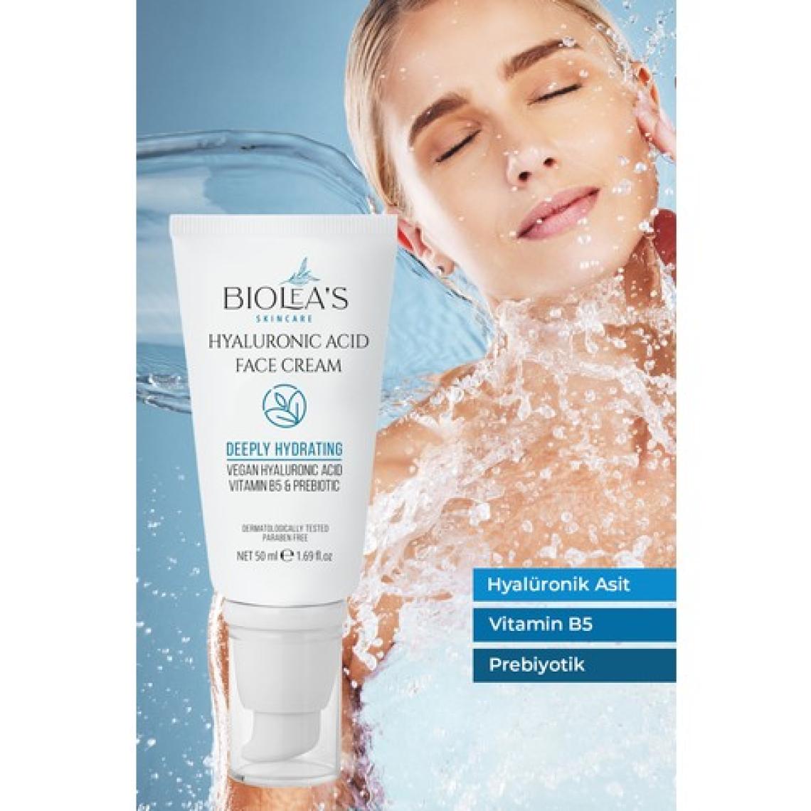 Biolea's Derinlemesine Nemlendirici Yüz Bakım Kremi Vegan Hyalurünik Asit+Vitamin B5+Prebiyotik 50 ml