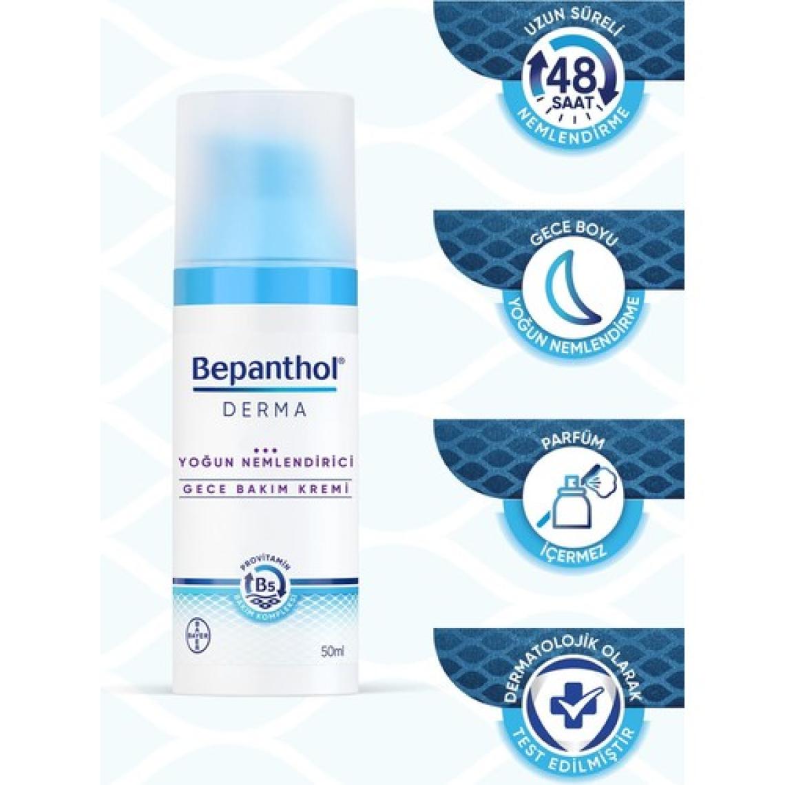 Bepanthol Derma Yoğun Nemlendirici Gece Bakım Kremi 50ML l Provitamin B5 Bakım Kompleksi