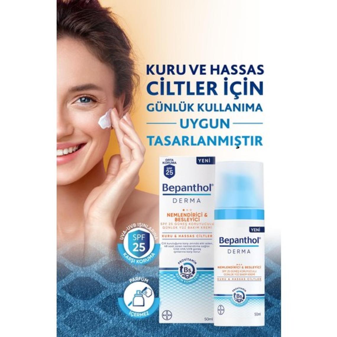 Bepanthol Derma Nemlendirici & Besleyici SPF 25 Günlük Yüz Kremi 50ML l Provitamin B5 Bakım Kompleksi