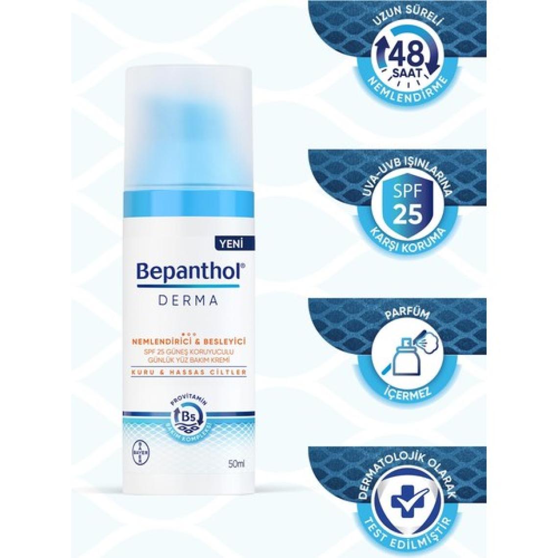 Bepanthol Derma Nemlendirici & Besleyici SPF 25 Günlük Yüz Kremi 50ML l Provitamin B5 Bakım Kompleksi