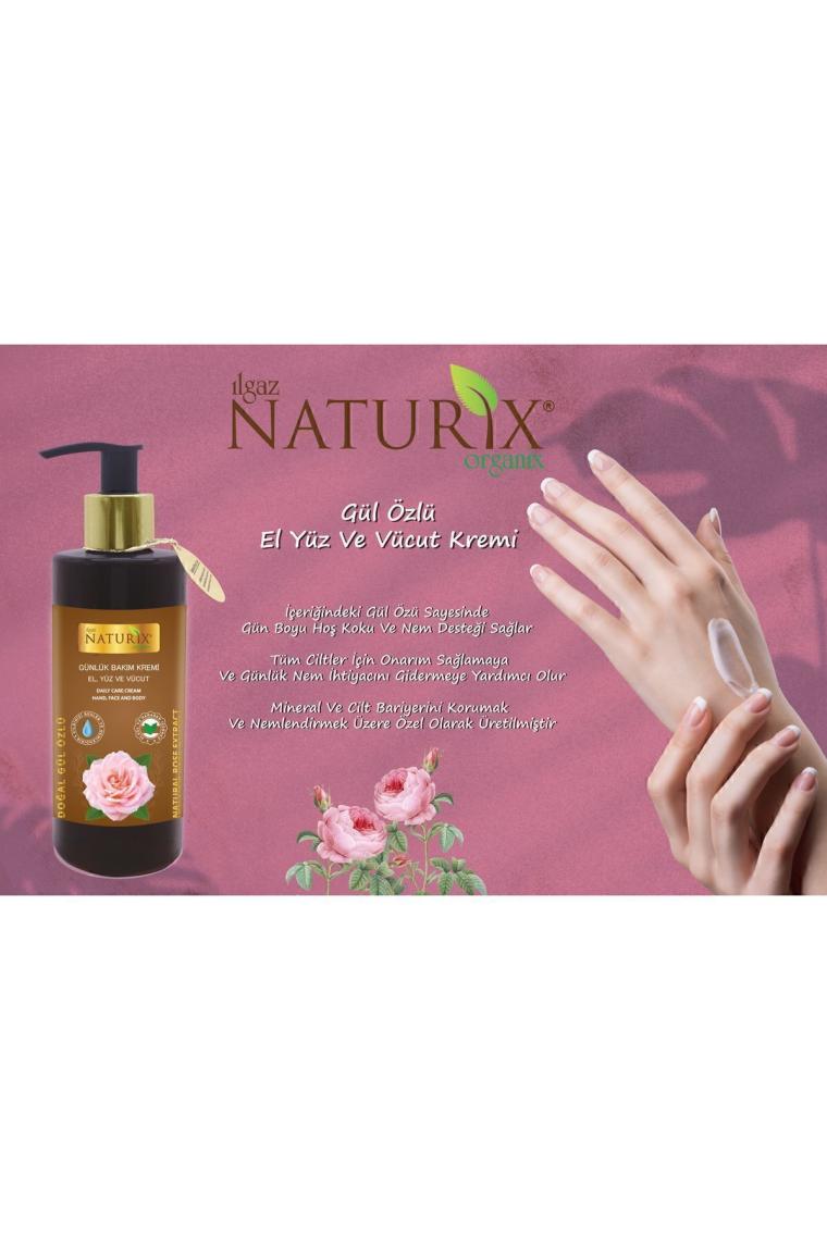 Naturix Gül Özlü Organik Nemlendirici El Yüz Vücut Bakım Kremi 250 ml