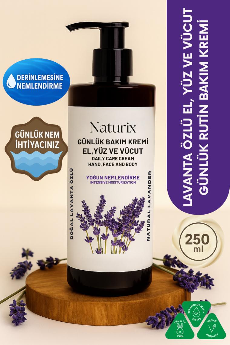 Naturix Lavanta Özlü Organik Nemlendirici El Yüz Vücut Bakım Kremi 250 ml