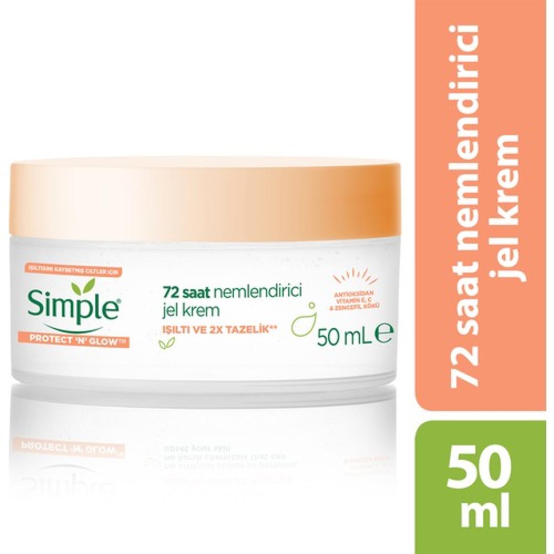 Simple Protect 'N' Glow 72 Saat Nemlendirici Jel Krem Işıltısını Kaybetmiş Ciltler İçin 50 ml