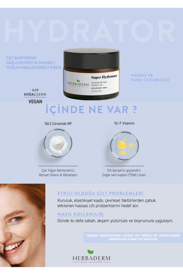 Super Hydrator Yoğun Nemlendirici Ceramide Np + Vitamin F, Hassas Ciltler