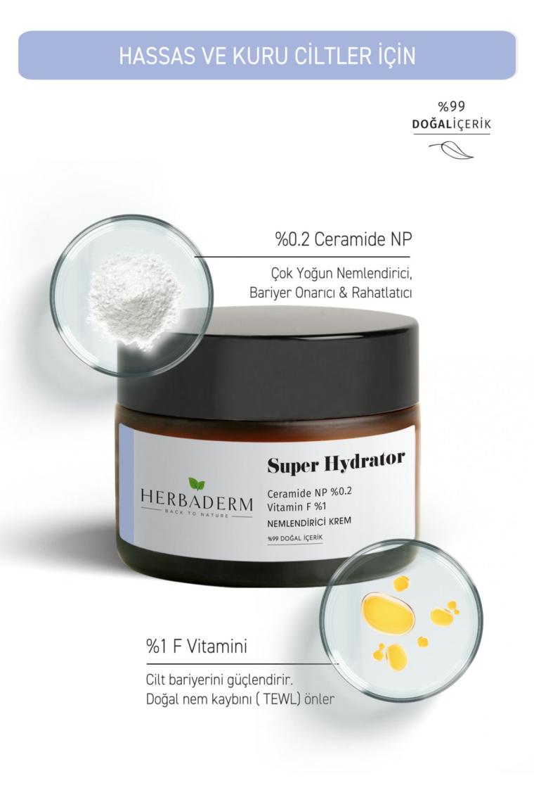 Super Hydrator Yoğun Nemlendirici Ceramide Np + Vitamin F, Hassas Ciltler