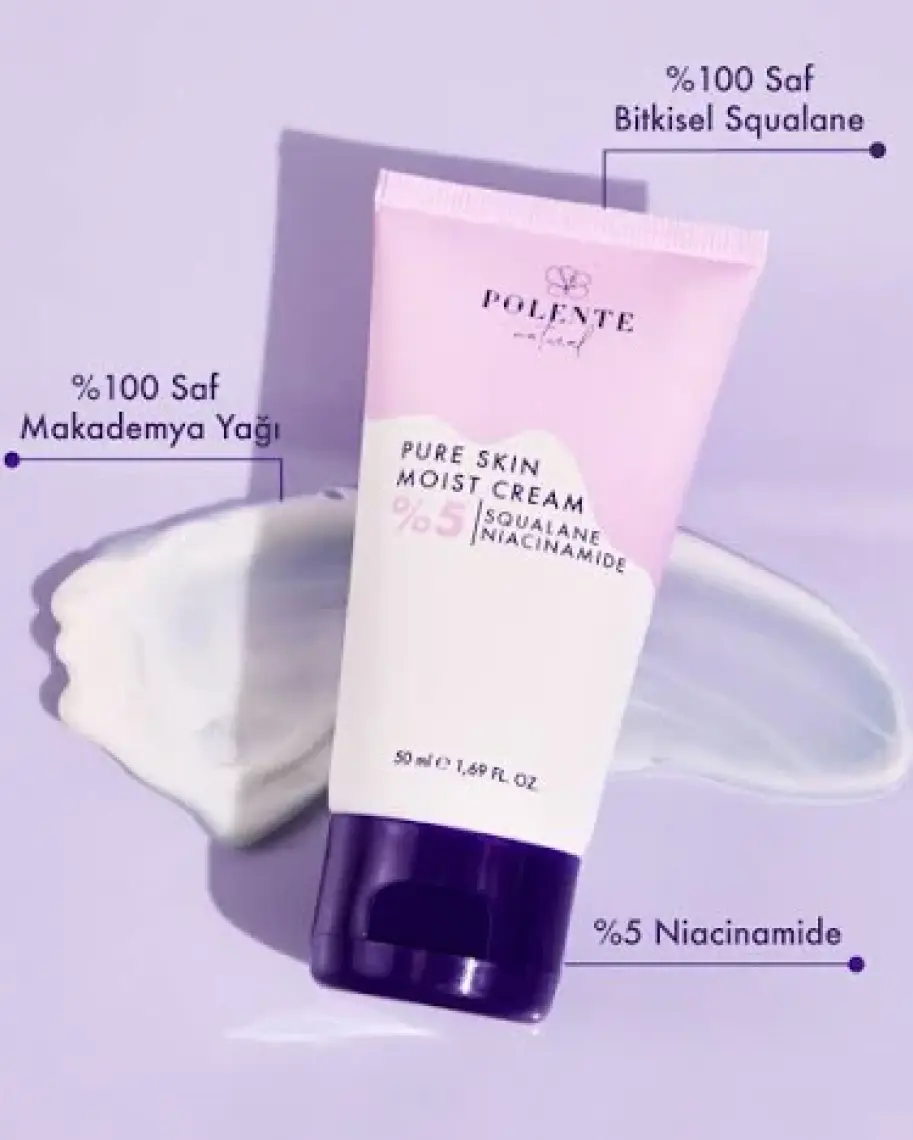 Polente Natural Pure Skin Moist Cream - %5 Niacinamide İçeren Nemlendirici Krem 50 ml