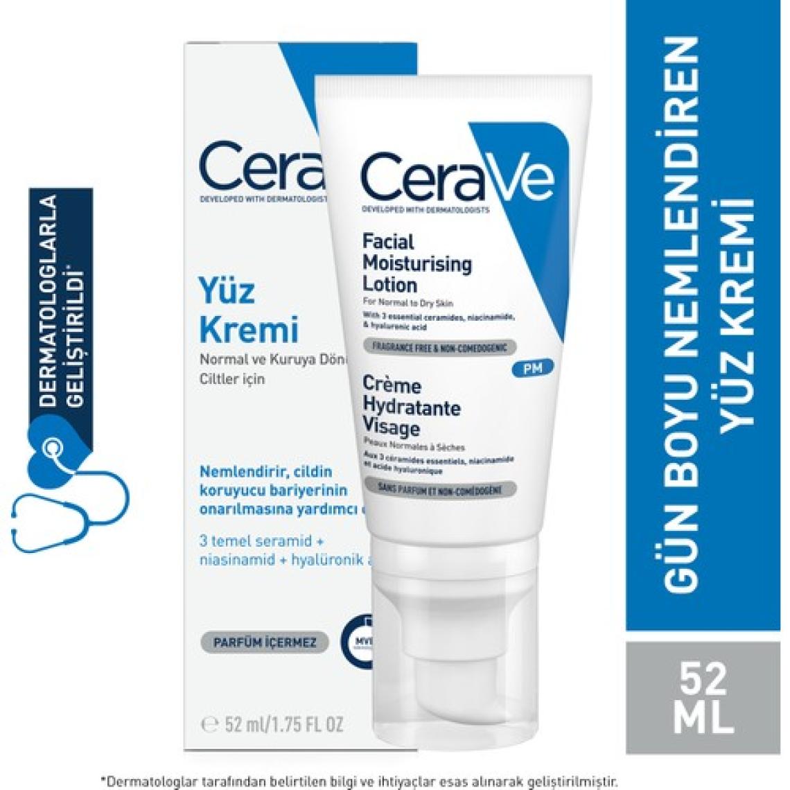 Cerave Nemlendirici Yüz Kremi Kuru Cilter için Hyalüronik Asit İçerikli  52 ml