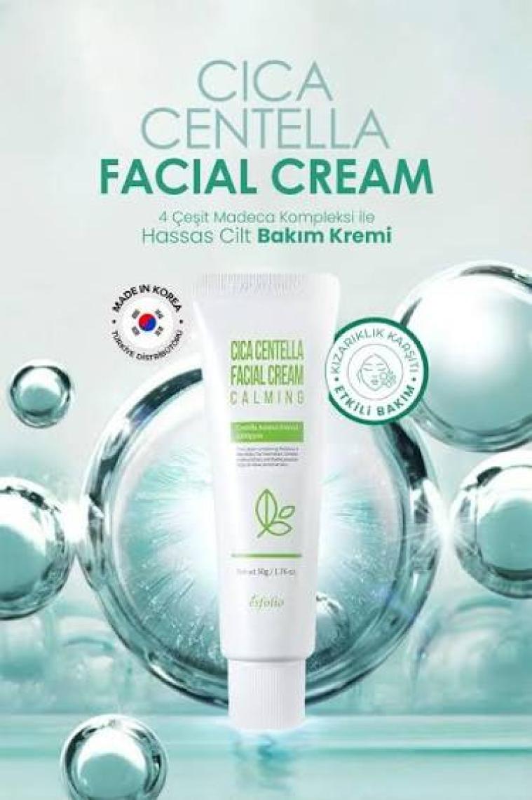 Esfolio 4 Çeşit Madeca Kompleksi Içeren Hassas Cilt Bakım Kremi Cica Centella Facial Cream 50 ml