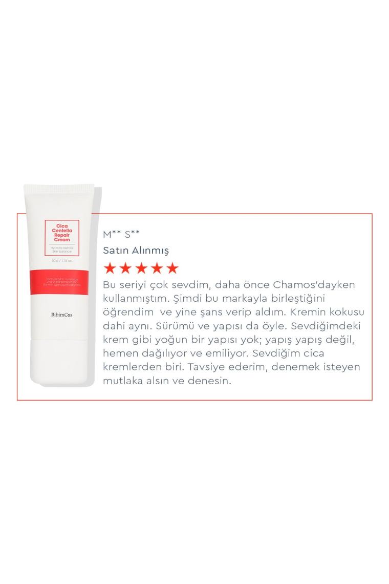 Bibimcos Cica Centella Repair Cream 50ml - Cilt Onarıcı ve Sakinleştirici Krem