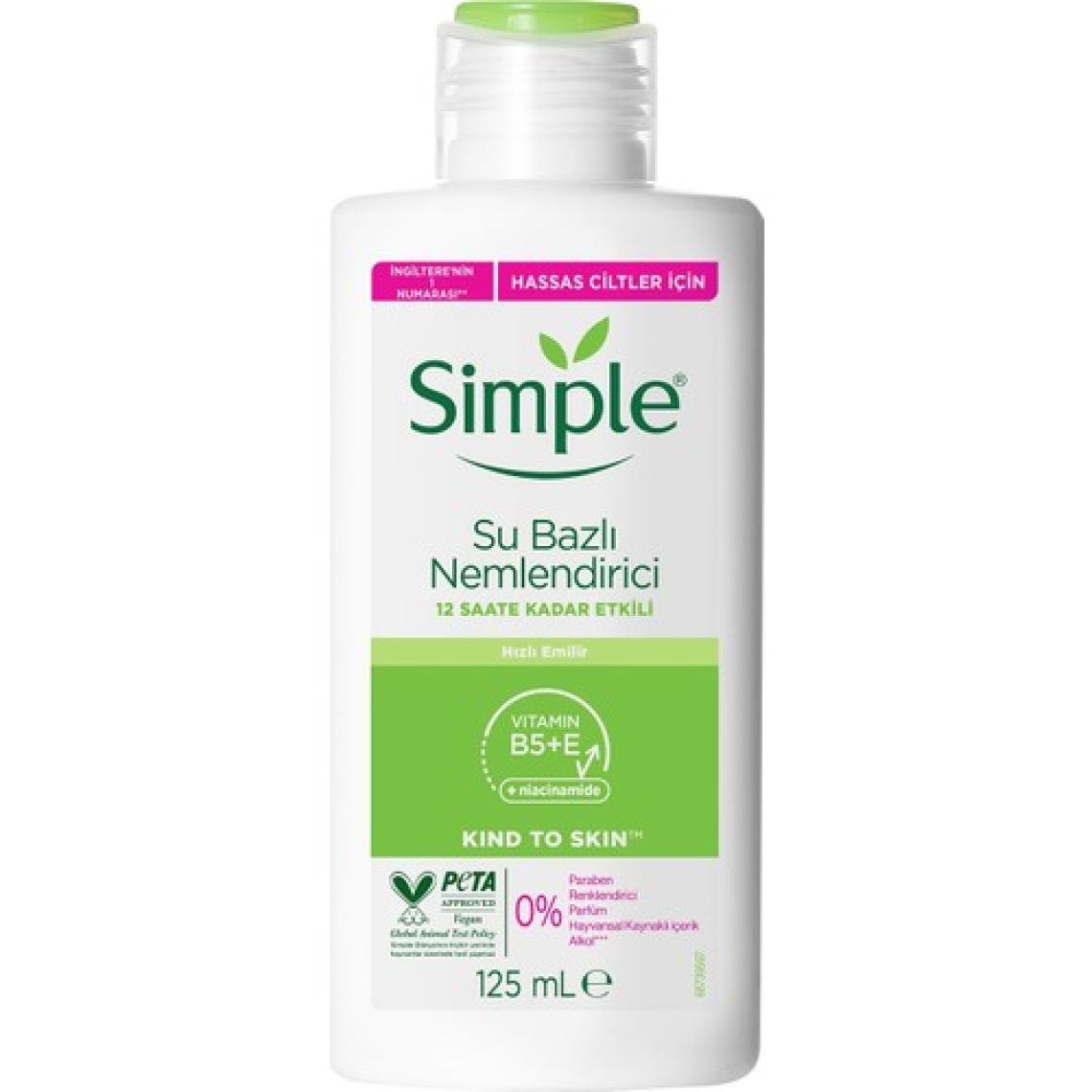 Simple Su Bazlı Nemlendirici 12 Saate Kadar Etklili Hassas Ciltler İçin 125 ml