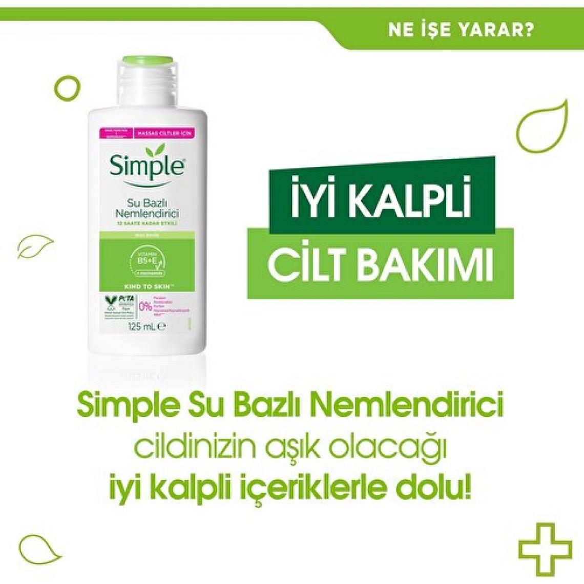 Simple Su Bazlı Nemlendirici 12 Saate Kadar Etklili Hassas Ciltler İçin 125 ml