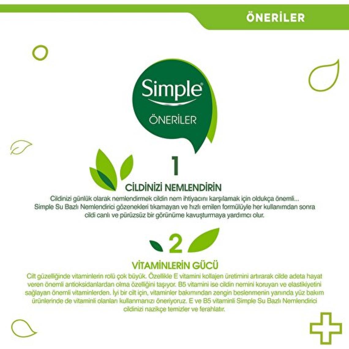 Simple Su Bazlı Nemlendirici 12 Saate Kadar Etklili Hassas Ciltler İçin 125 ml
