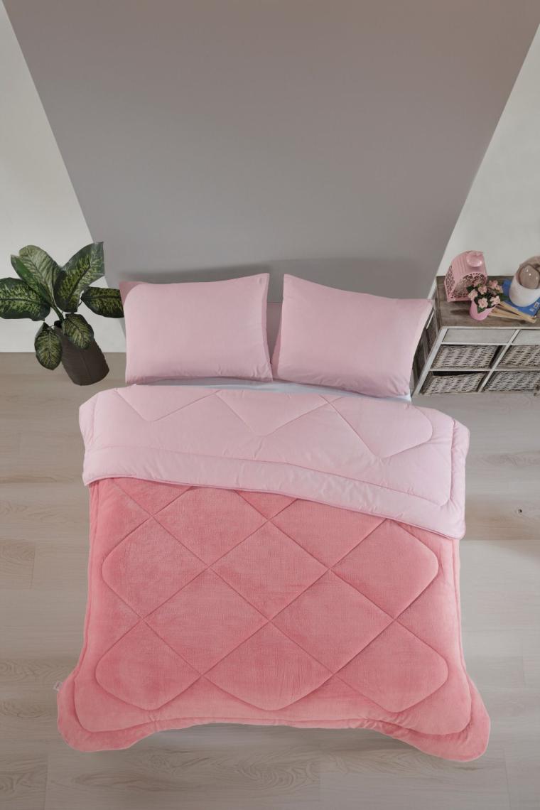 Tek Kişilik Lüx Pudra Wellsoft Yorgan Çift Taraflı 155x215