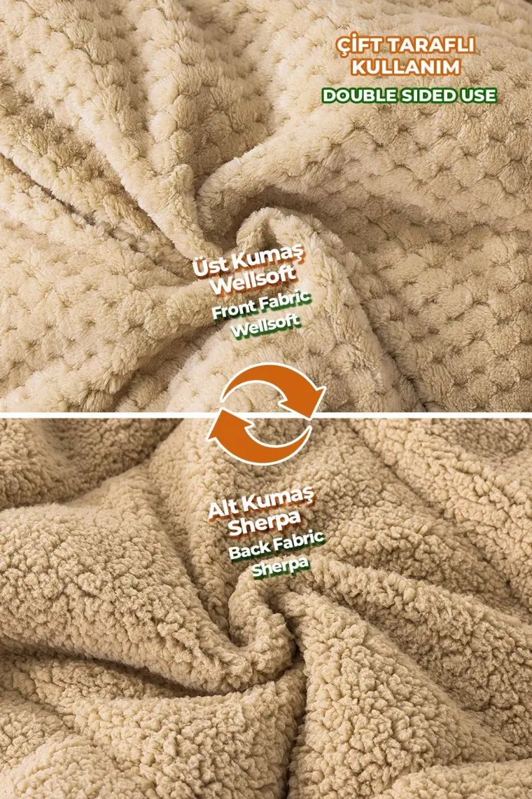 Evlen Home Collection Ultra Yumuşak Tek Kişilik Çift Taraflı Wellsoft Peluş Yorgan Yıkanabilir (Battaniye / Nevresim) 160 x 220 cm