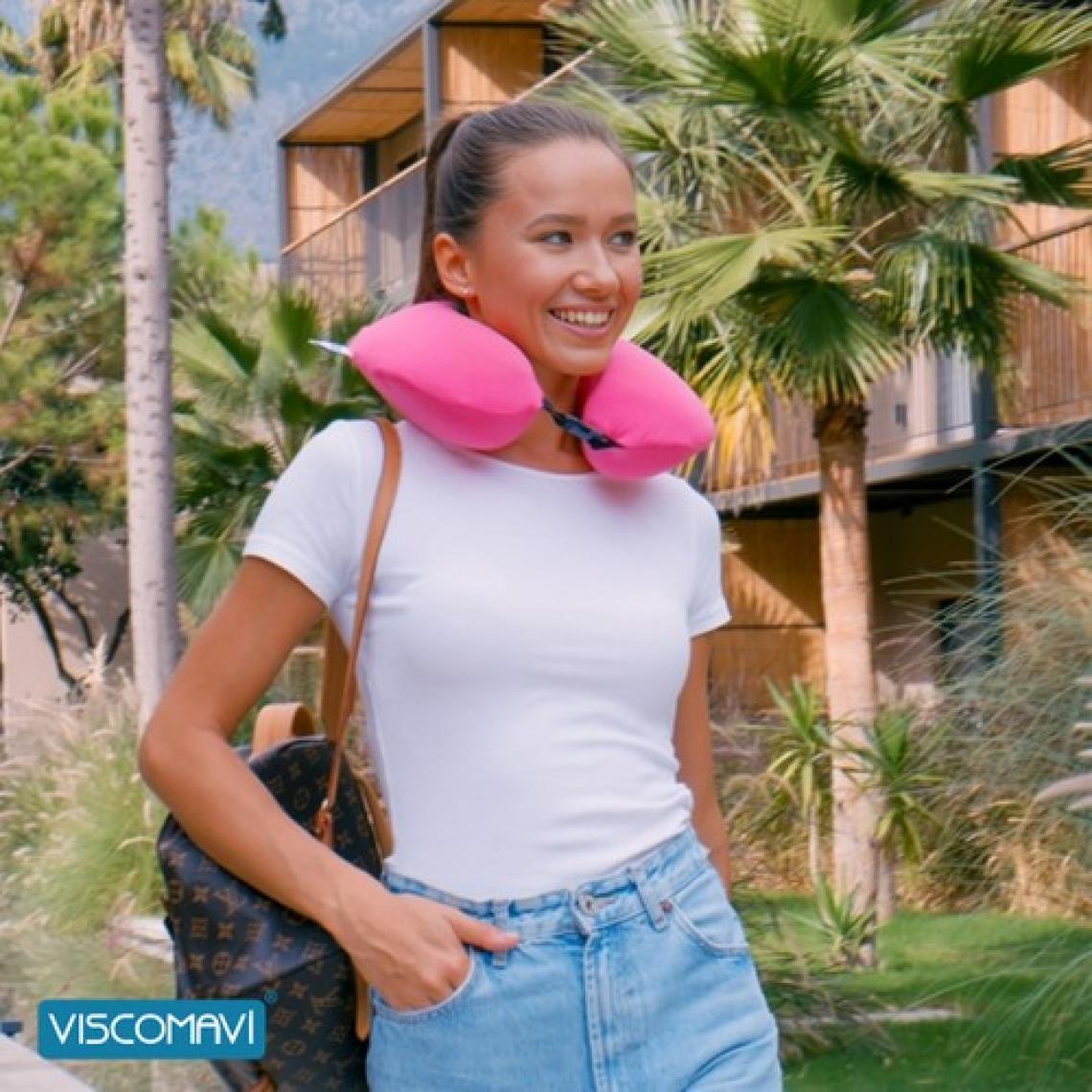 Viscomavi Visco Seyahat Yastığı (Ortopedik Visco Seyahat Yastığı Boyun Yastığı Visco Yastık Boyunluk Pembe)