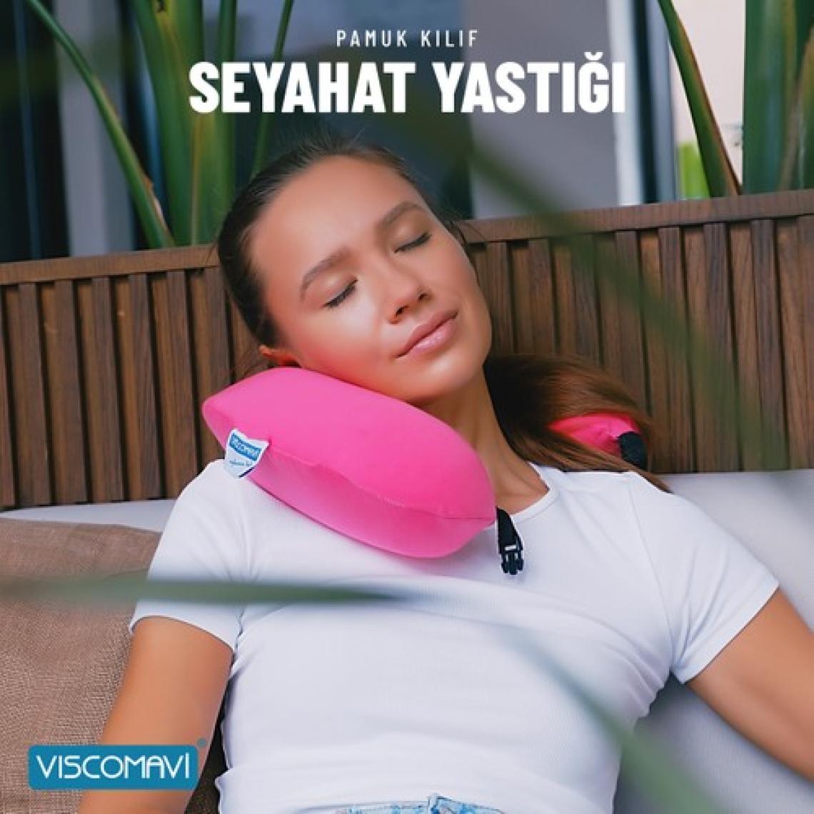 Viscomavi Visco Seyahat Yastığı (Ortopedik Visco Seyahat Yastığı Boyun Yastığı Visco Yastık Boyunluk Pembe)