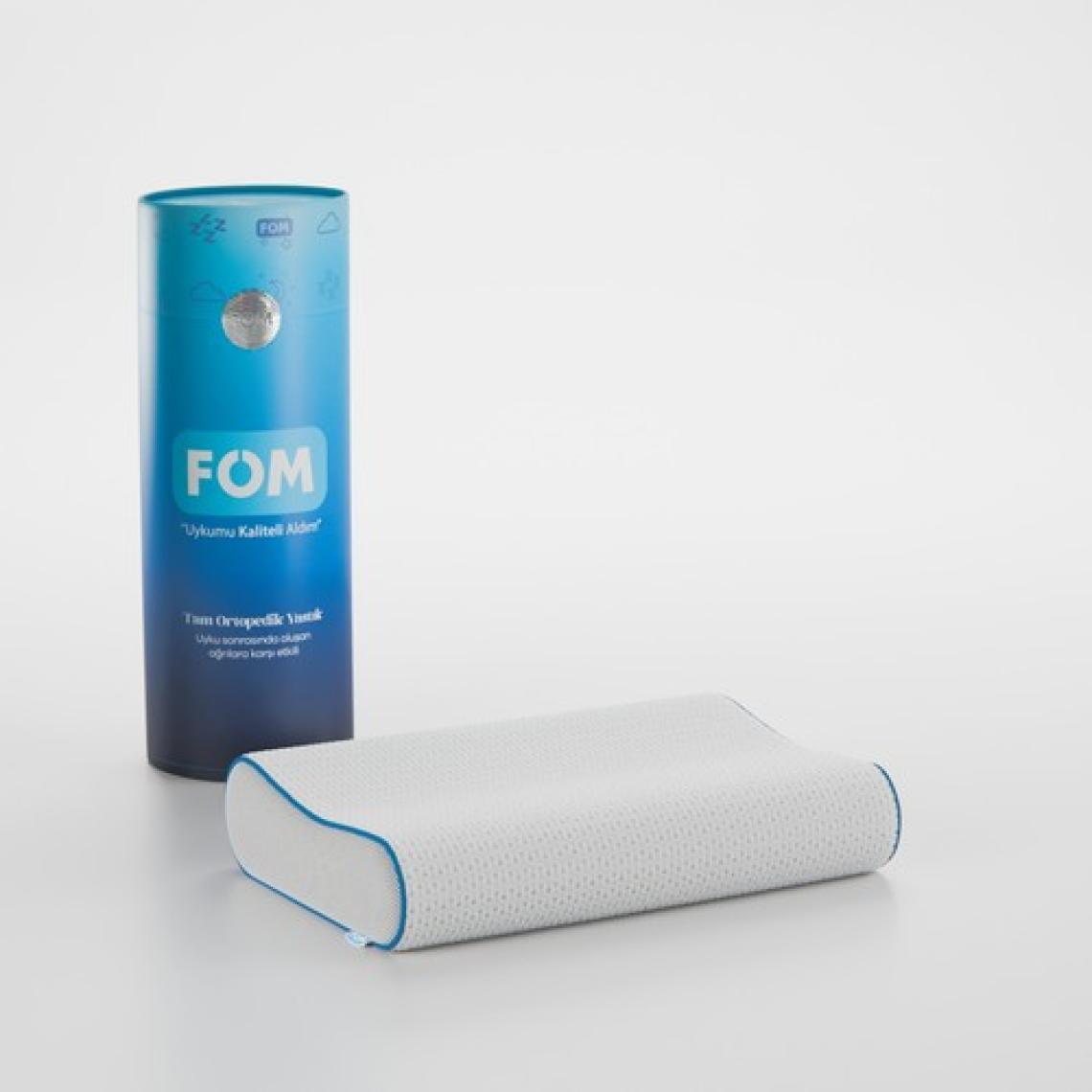 FOM Mini Flex Visco Çocuk Ve Seyahat Uyku Yastık, Ortopedik, 50 X 30 X 11/9, Beyaz