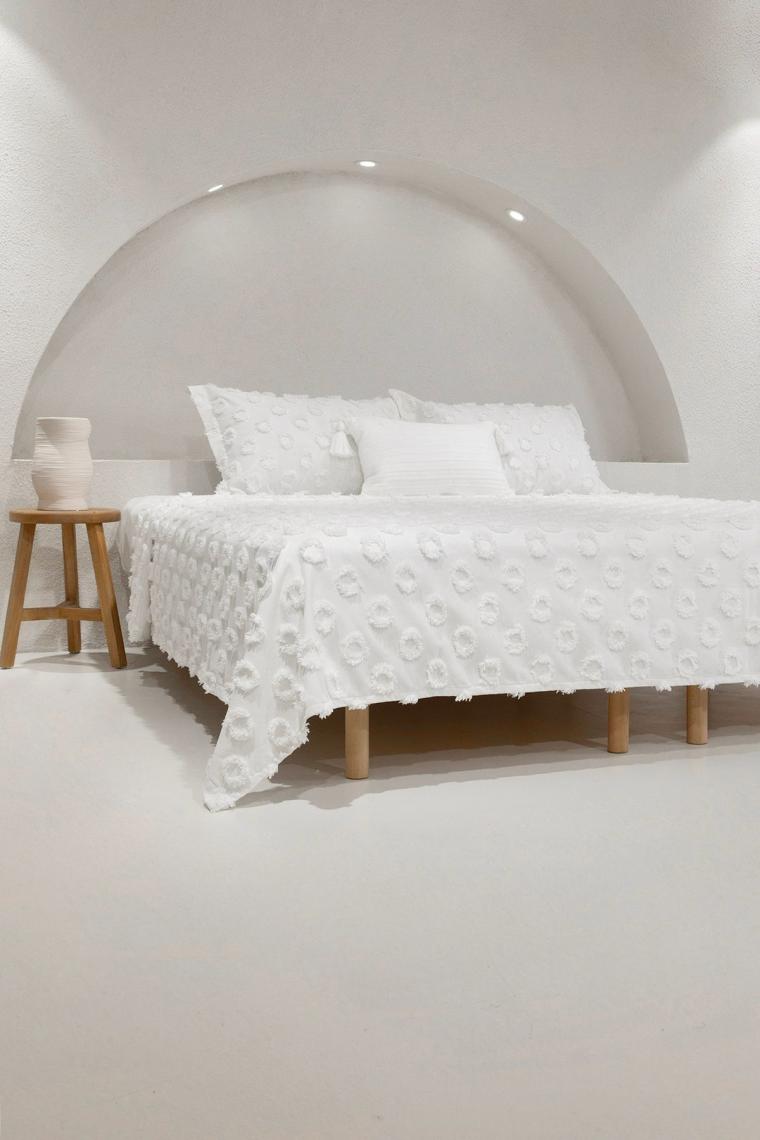 Koza Home Sitra Krem Çift Kişilik Püsküllü Örtüsü 230X250 2 Yastık 50X70 5031