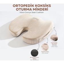 Visco Ortopedik, Kaydırmaz Tabanlı, Ofis, Araba, Koksiks Oturma Minderi, 45X34X7CM