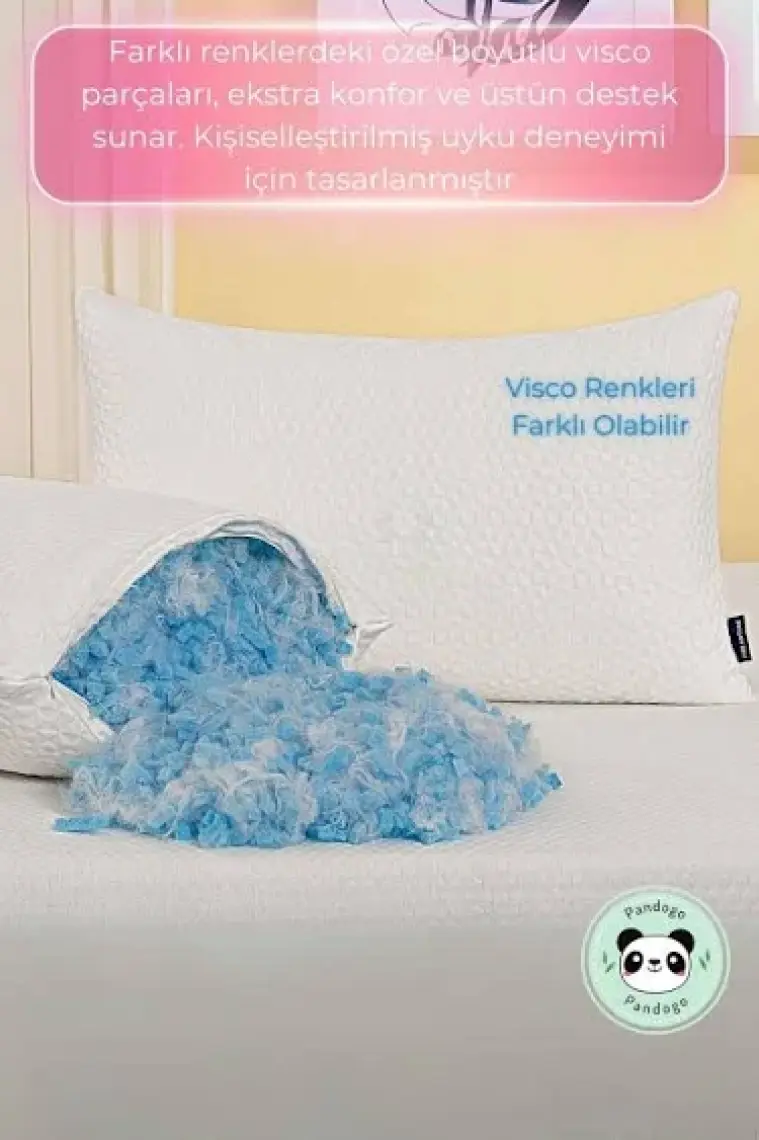 Pandogo Visco Yastık Ortopedik Terletmeyen Visko Uyku Yastığı Premium Kılıflı 1500 gr