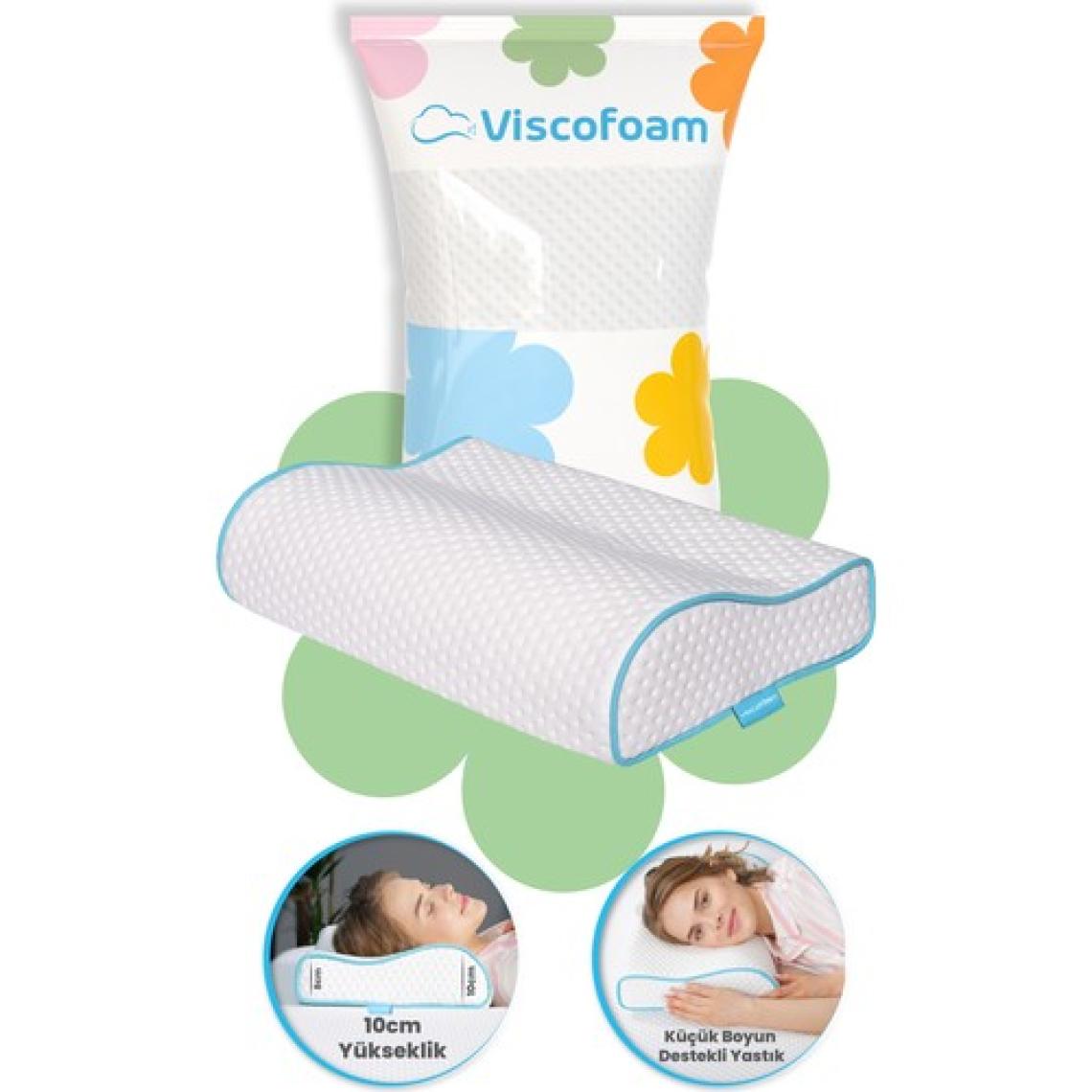 Viscofoam Küçük Boyun Destekli Ortopedik Yastık Visco Yastık 46x30x10-8cm