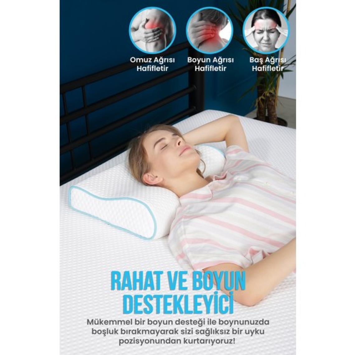 Viscofoam Küçük Boyun Destekli Ortopedik Yastık Visco Yastık 46x30x10-8cm