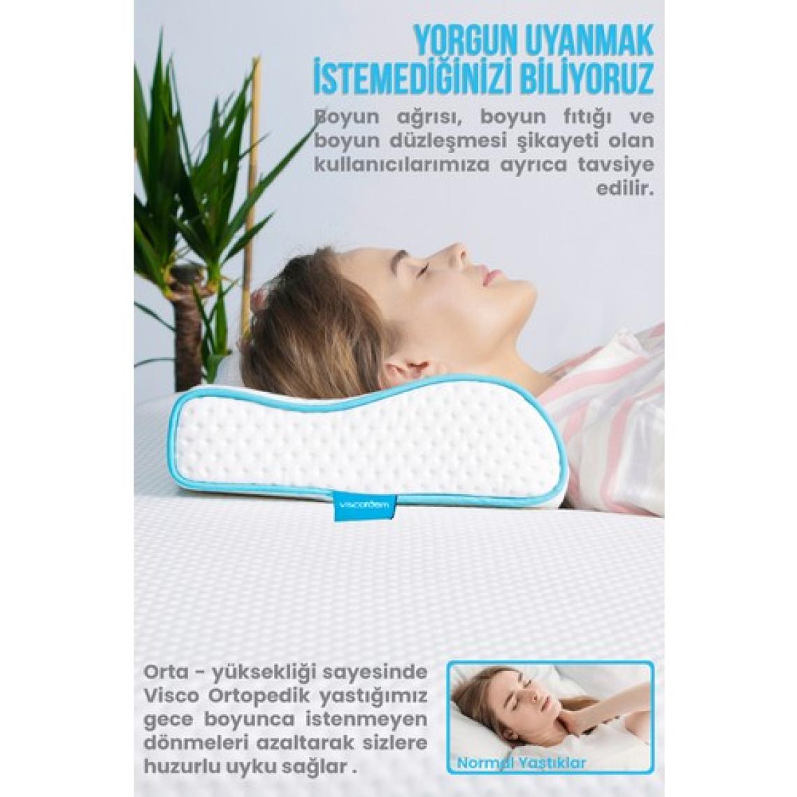 Viscofoam Küçük Boyun Destekli Ortopedik Yastık Visco Yastık 46x30x10-8cm