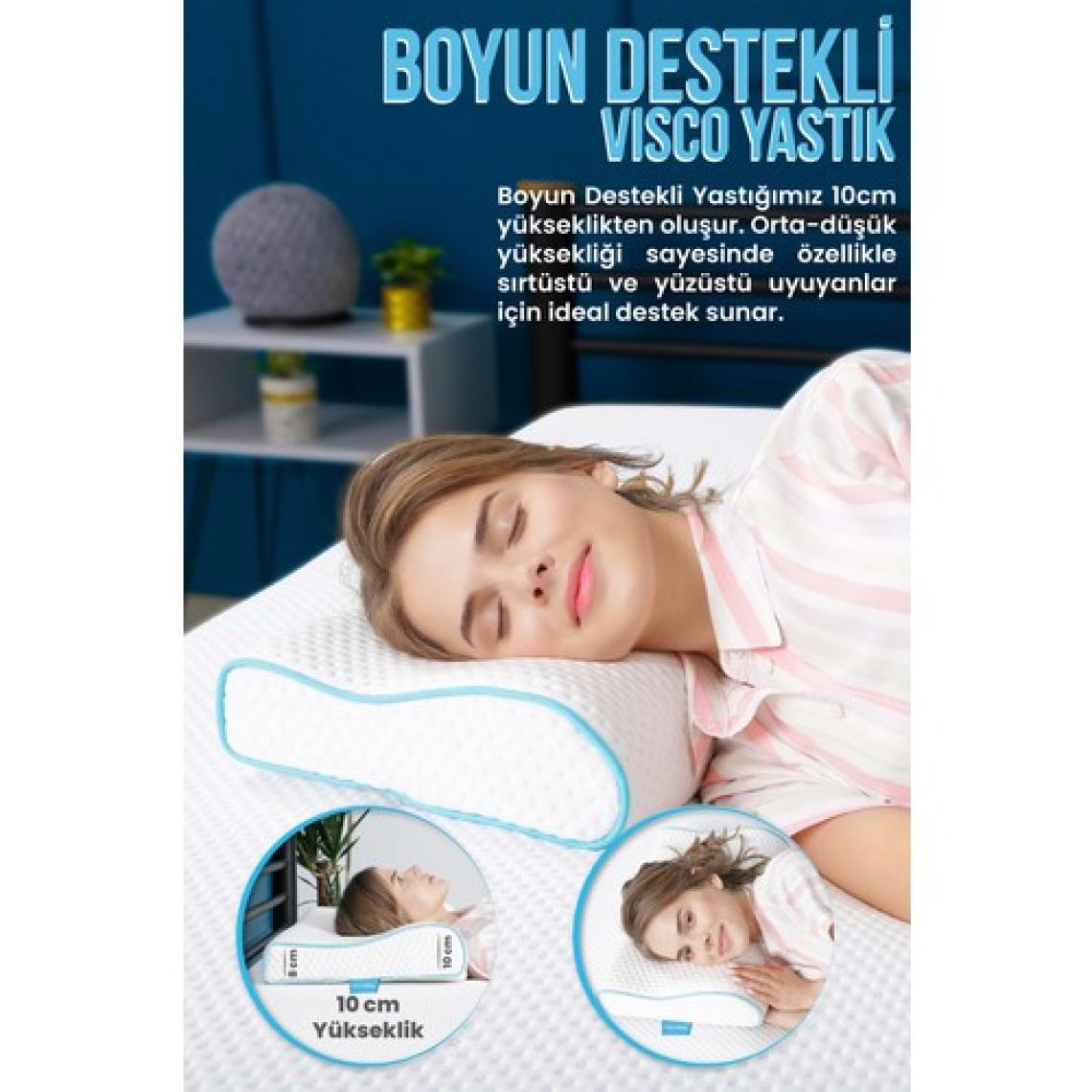 Viscofoam Küçük Boyun Destekli Ortopedik Yastık Visco Yastık 46x30x10-8cm