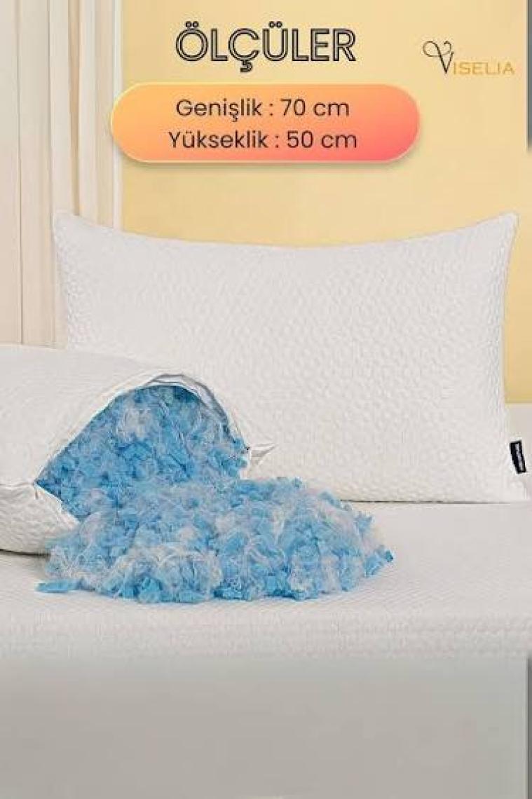 Viselia Visco Yastık Ortopedik Terletmeyen 2 Adet Visko Uyku Yastığı Premium Kılıflı % 100 Visco Sünger