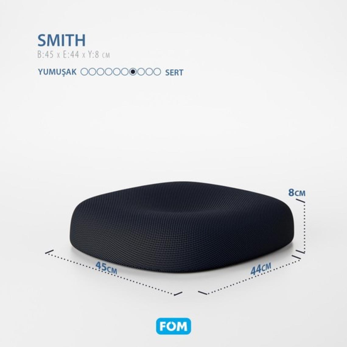 Fom Smith Visco Konforlu ve Rahatlatıcı Oturma Simidi Yastık, Ortopedik, 45 x 44 x 8, Siyah