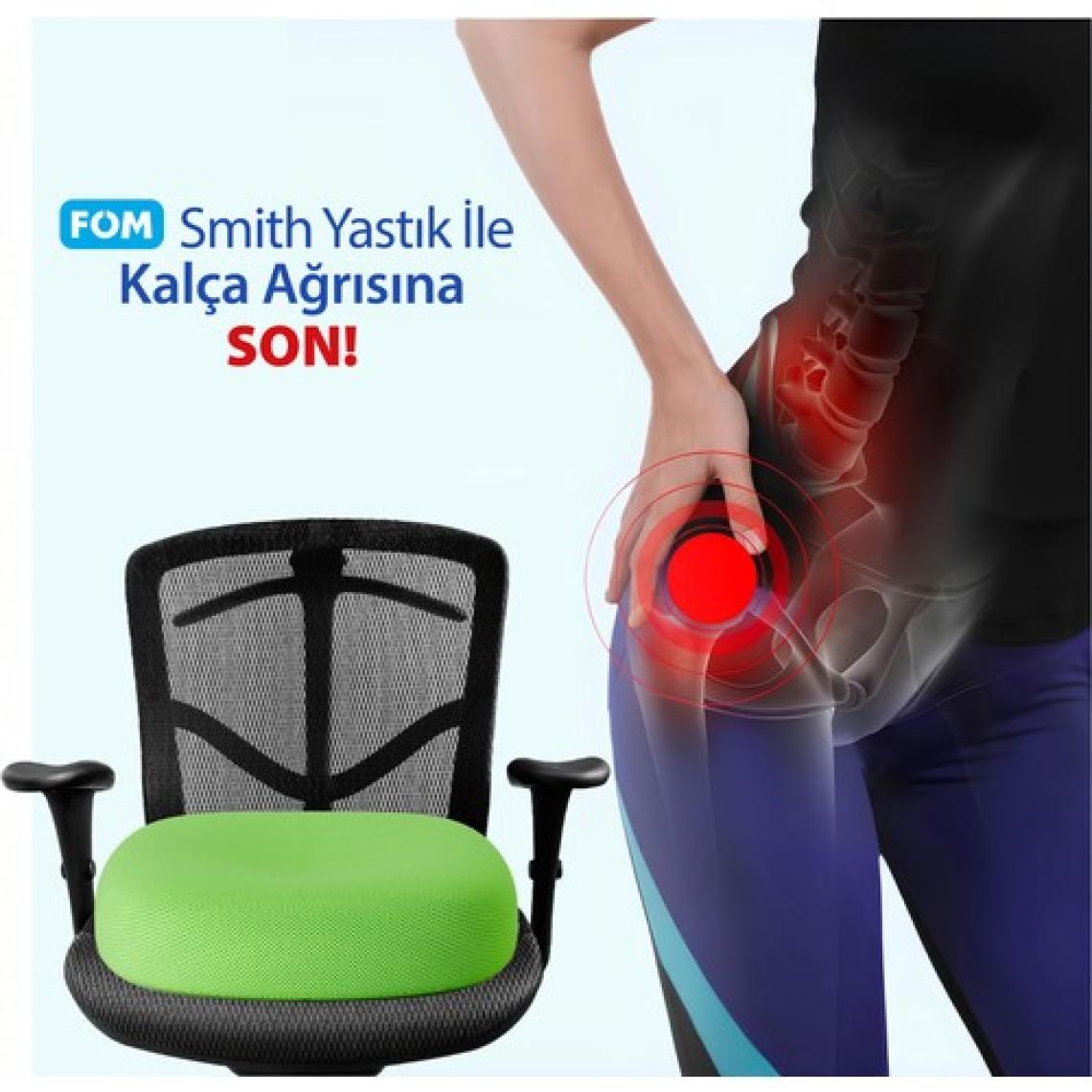 Fom Smith Visco Konforlu ve Rahatlatıcı Oturma Simidi Yastık, Ortopedik, 45 x 44 x 8, Yeşil