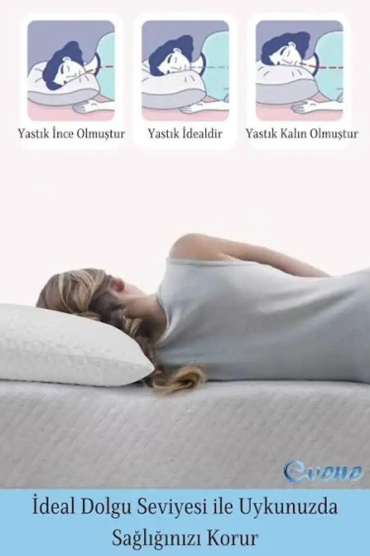Evene Visco Yastık Visko Uyku Yastığı Premium Kılıflı Dolgun % 100 Visco Sünger
