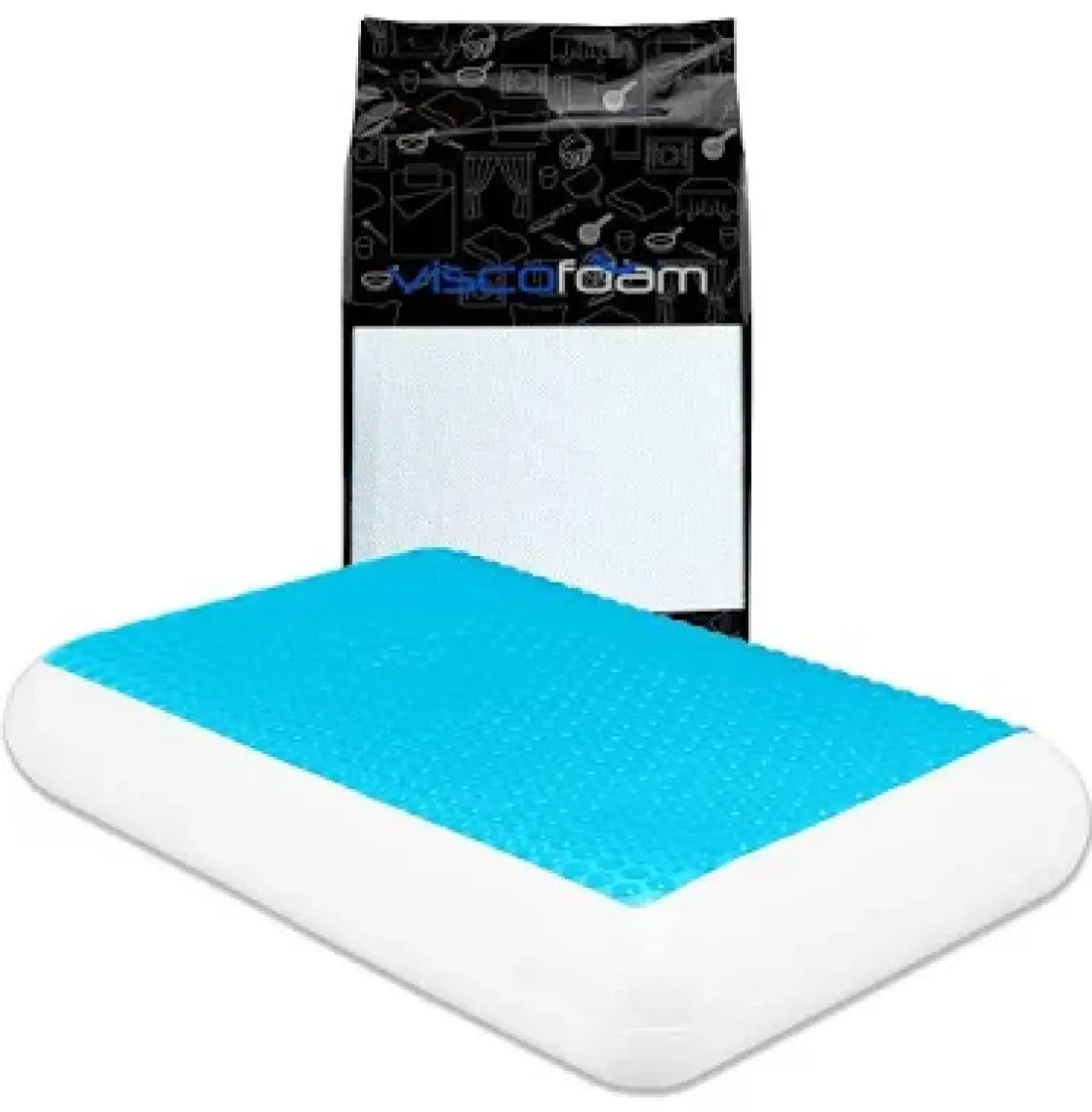 Viscofoam Lüks Terletmeyen Ortopedik Yastık Serinleten Visco Yastık Jelli Yastık 60x40x11cm