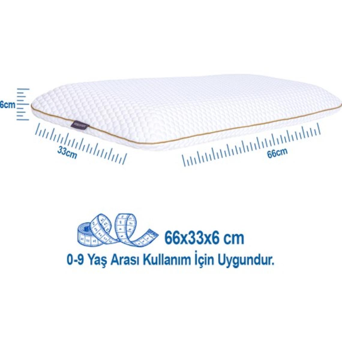 Viscotex Visco Ortopedik Çocuk Yastığı (Sensitive Baby) 66X33X6cm, Beyaz