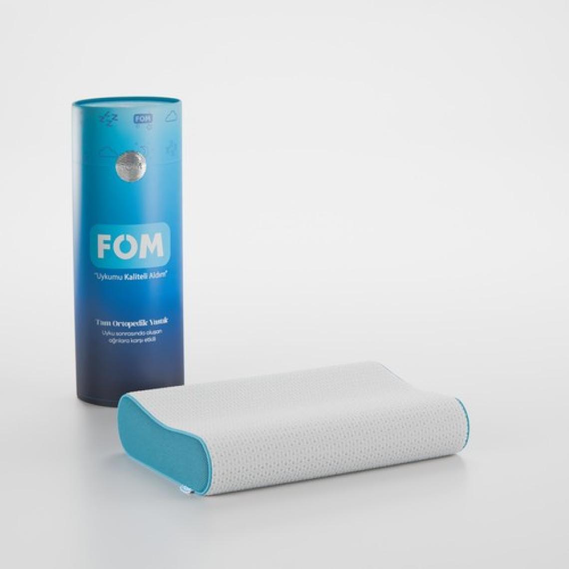 FOM Mini Flex Visco Çocuk Ve Seyahat Uyku Yastık, Ortopedik, 50 X 30 X 11/9, Açık Mavi