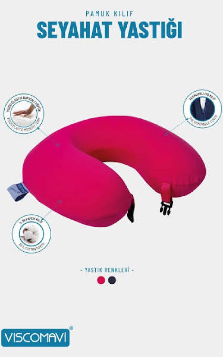 Viscomavi Visco Seyahat Yastığı (Ortopedik Visco Seyahat Yastığı Boyun Yastığı Visco Yastık Boyunluk Pembe)