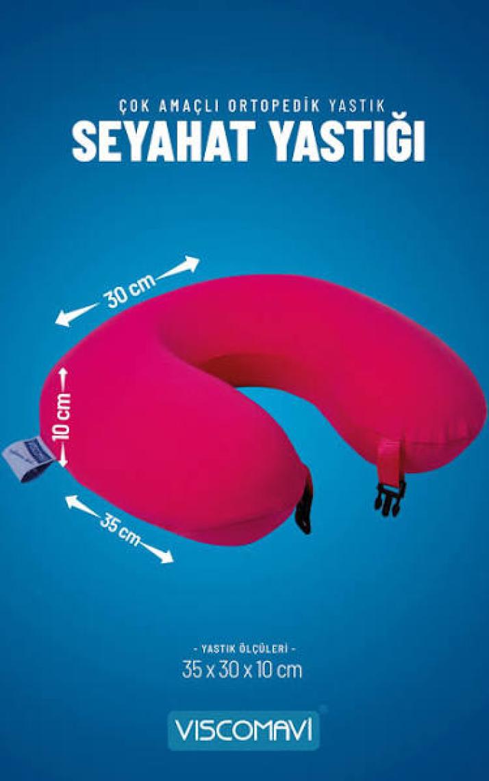 Viscomavi Visco Seyahat Yastığı (Ortopedik Visco Seyahat Yastığı Boyun Yastığı Visco Yastık Boyunluk Pembe)