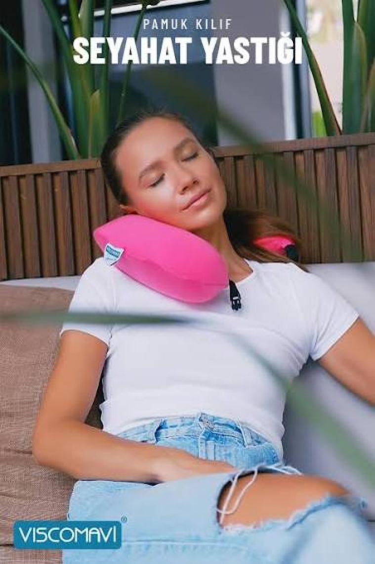 Viscomavi Visco Seyahat Yastığı (Ortopedik Visco Seyahat Yastığı Boyun Yastığı Visco Yastık Boyunluk Pembe)