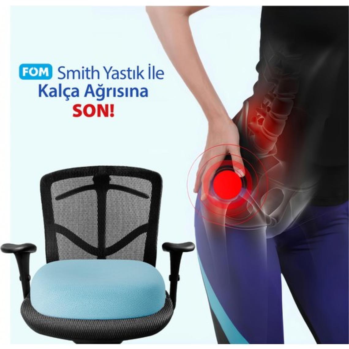 Fom Smith Visco Konforlu ve Rahatlatıcı Oturma Simidi Yastık, Ortopedik, 45 x 44 x 8, Açık Mavi