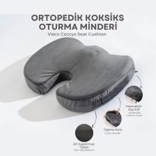 Visco Ortopedik, Kaydırmaz Tabanlı, Ofis, Araba, Koksiks Oturma Minderi, 45X34X7CM