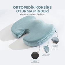 Visco Ortopedik, Kaydırmaz Tabanlı, Ofis, Araba, Koksiks Oturma Minderi, 45X34X7CM