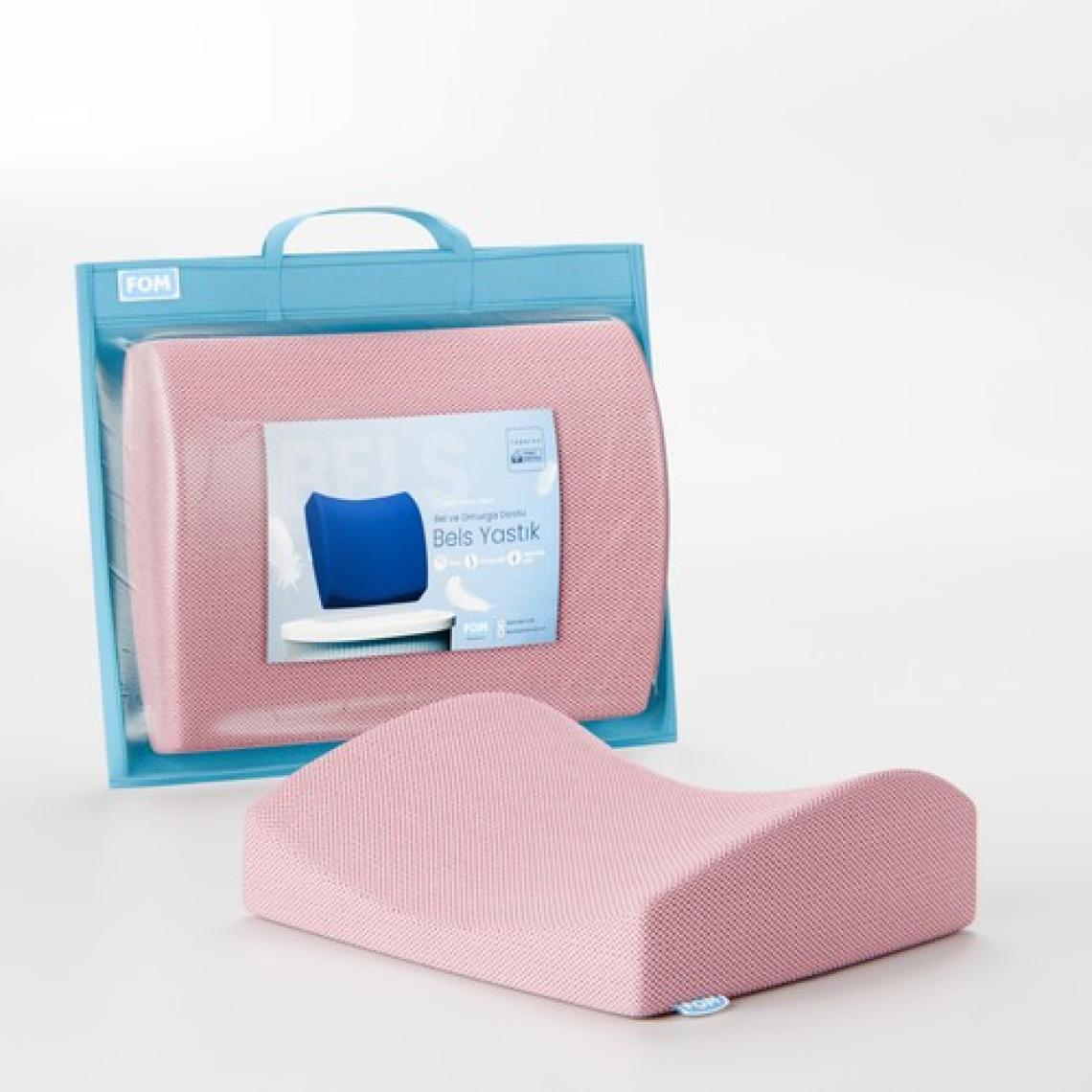 Fom Bels Visco Konforlu ve Rahatlatıcı Bel Destek Yastık, Ortopedik, 40 cm x 34 cm x 12 cm, Pembe