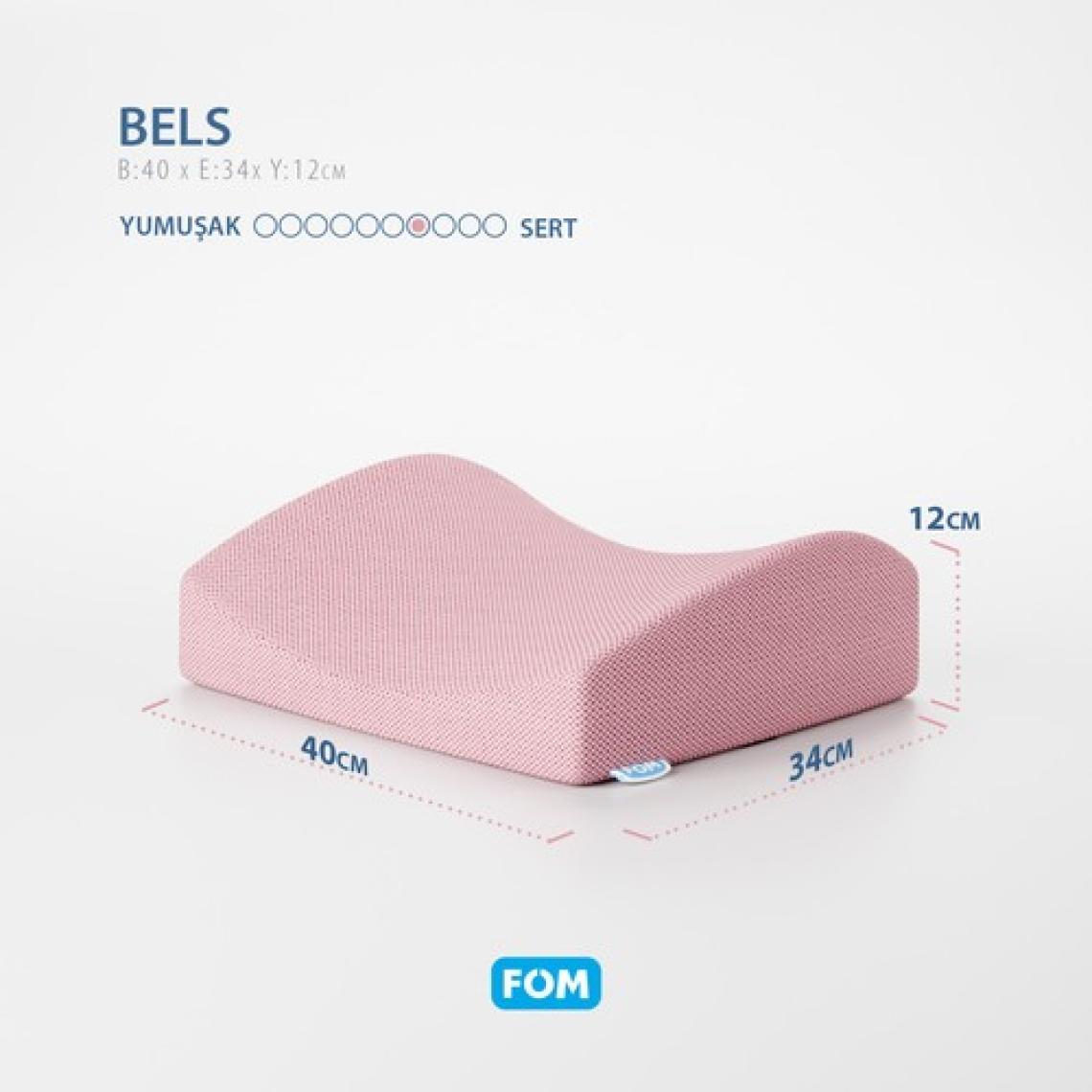 Fom Bels Visco Konforlu ve Rahatlatıcı Bel Destek Yastık, Ortopedik, 40 cm x 34 cm x 12 cm, Pembe