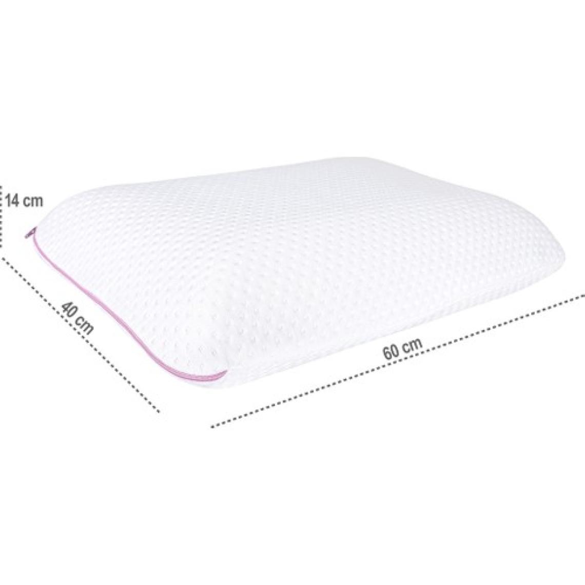Viscotex Visco Hava Kanallı Klasik Yastık, Medium, 60X40X14CM, Beyaz-Pembe