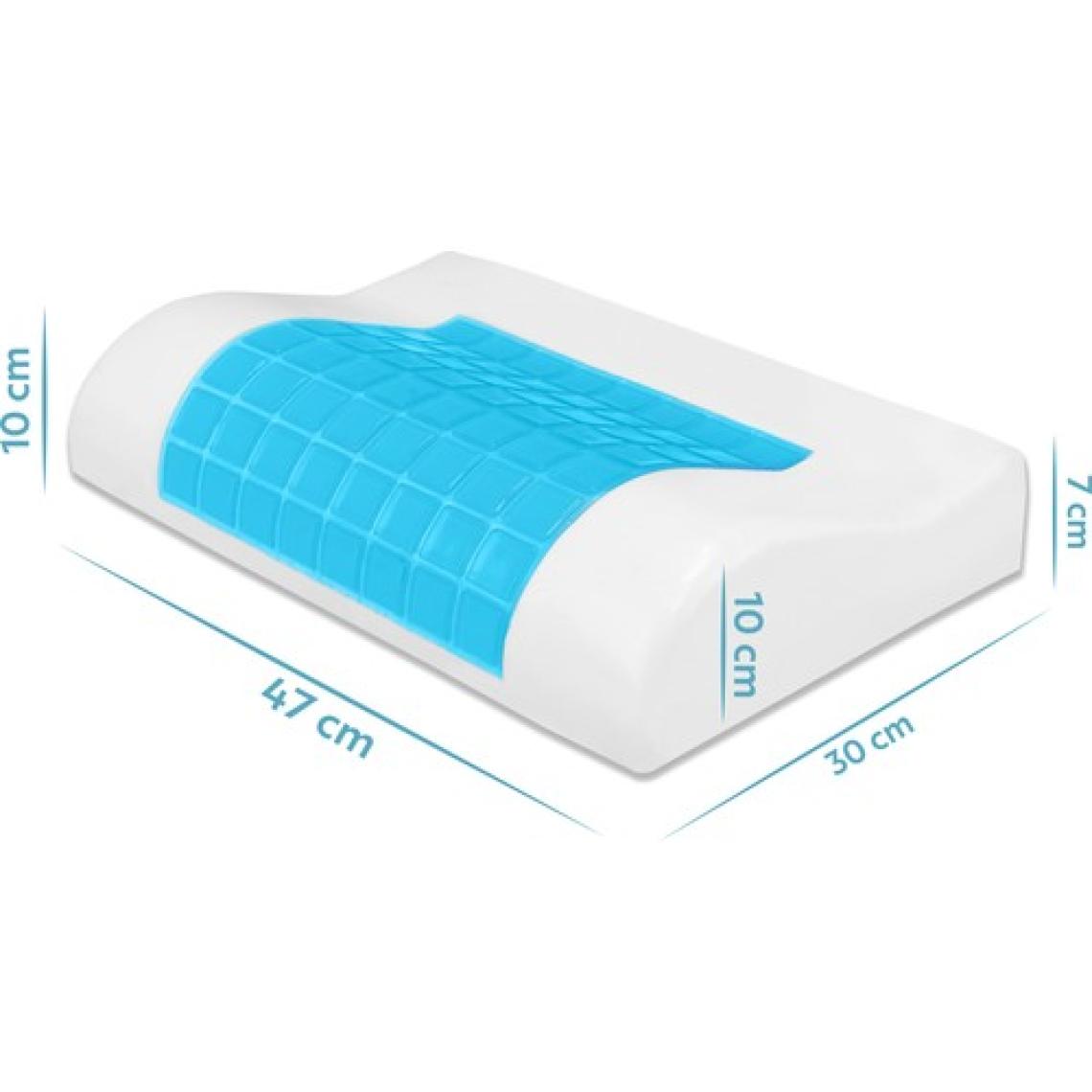 Viscofoam Terletmeyen Ortopedik Boyun Destekli Yastık Serinleten Visco Yastık Jelli Yastık 47x30x10-8cm