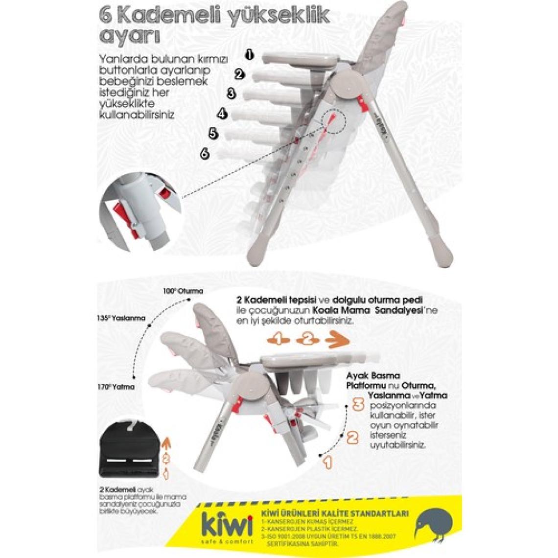 Kiwi Koala All In One Katlanır Tekerlekli Mama Sandalyesi