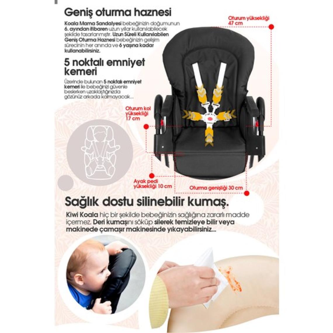 Kiwi Koala All In One Katlanır Tekerlekli Mama Sandalyesi